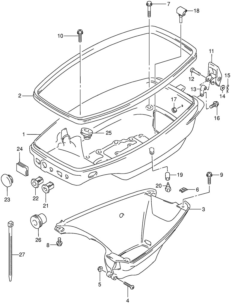 низ корпуса Suzuki dt15 sk9