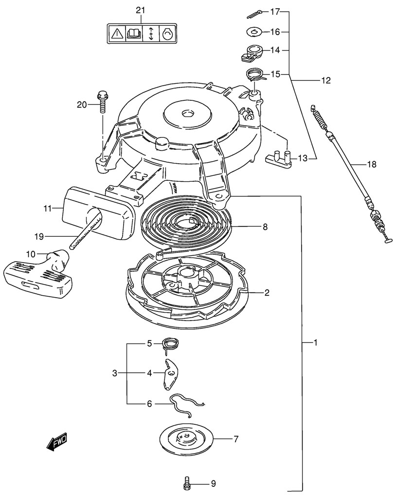 стартер для suzuki dt 15 sk9