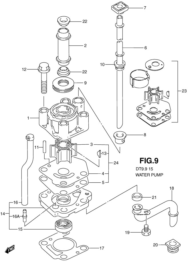 водяной насос suzuki dt15 sk9