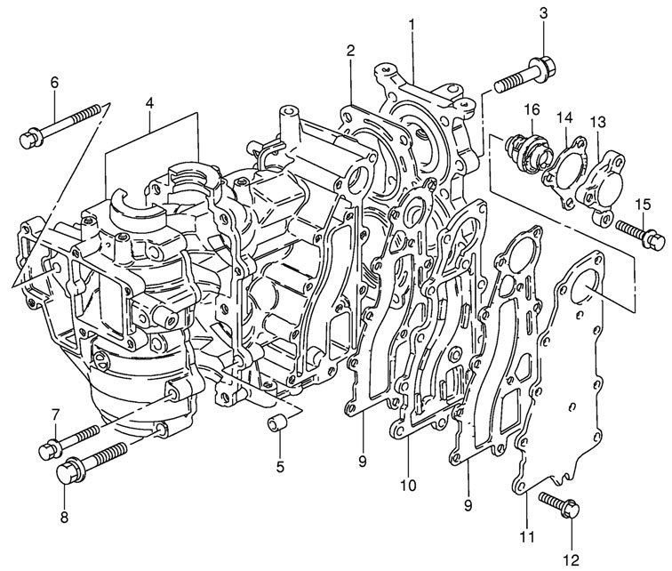 лодочный мотор suzuki dt15 sk9 - головка блока цилиндров