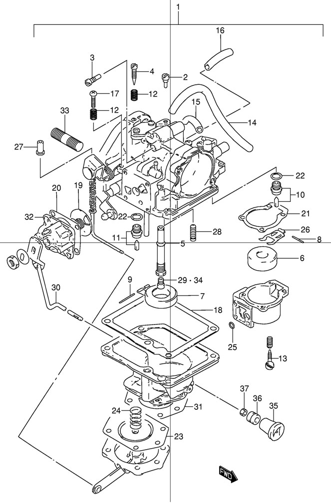 каталог suzuki dt30 lk11 e1, карбюратор для DT25K