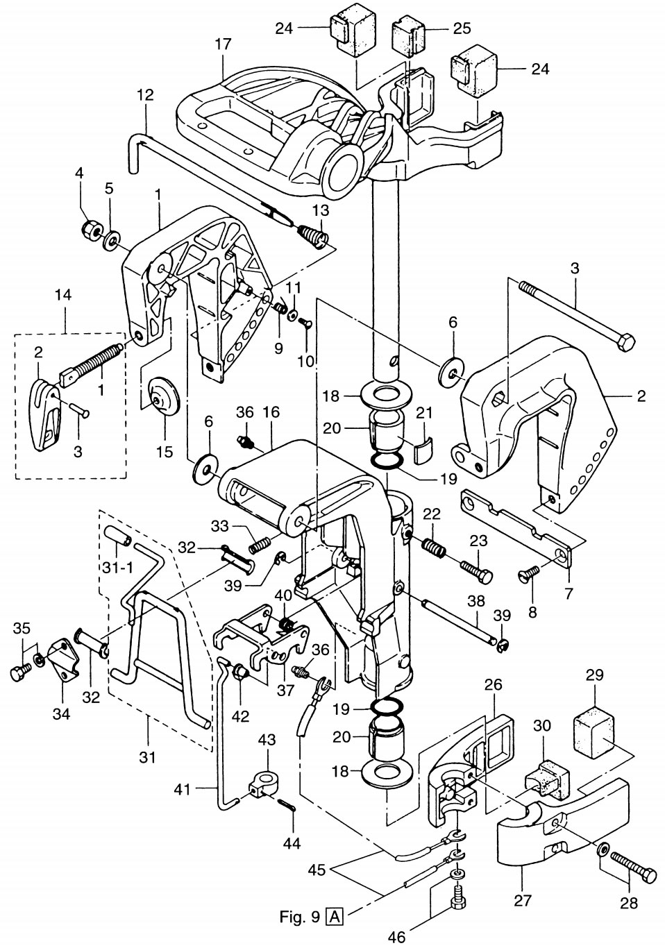      tohatsu M9.8B Bracket, Reverse Lock)