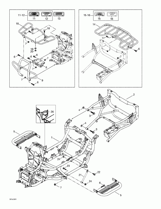 ATV   Traxter, 7400/ 7401/7413/7414, 1999 - Frame And Luggage Racks