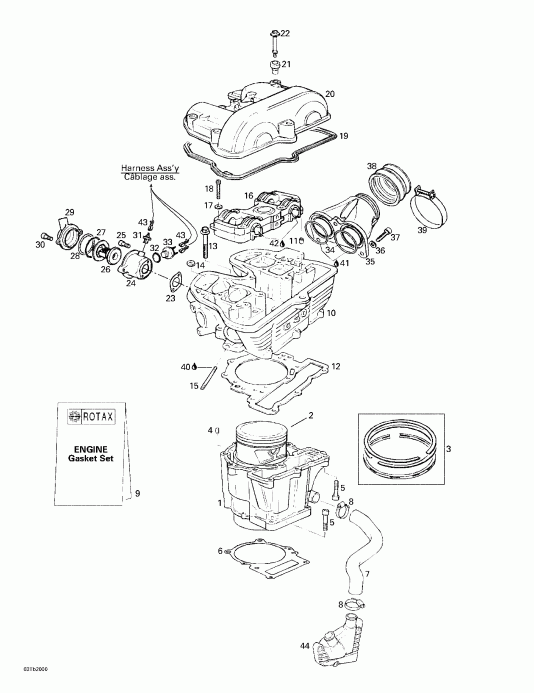  BRP DS 650, 7404, 2000  - Cylinder, Cylinder Head