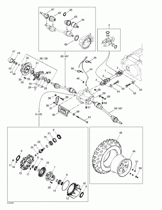Traxter, 7407/7408, 2000  - Drive System, Front