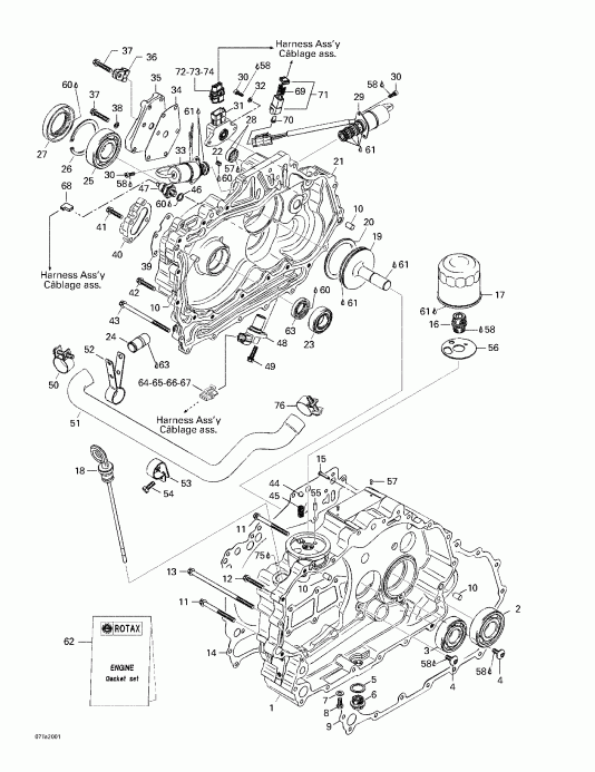 BRP ����������� Traxter, 7417/7418, 2000 - Clutch Housing And Cover