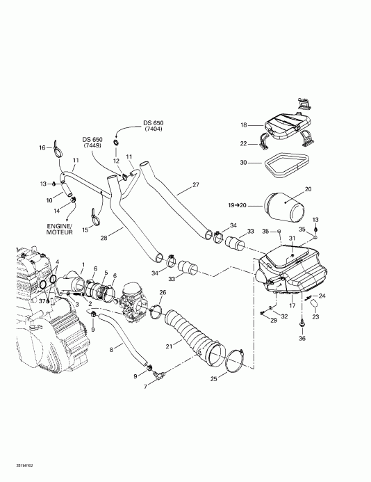 ATV Bombardier DS 650, 7449, 2001 - Air Intake System