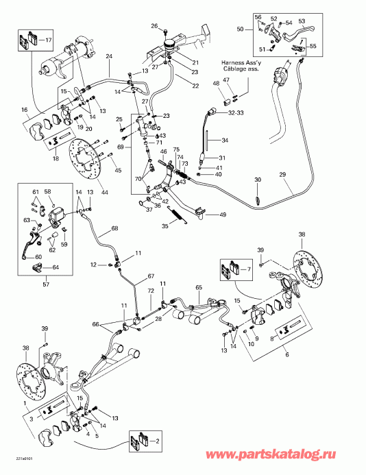 BRP  Traxter, 7419/7420/7425/7426 (red/rouge), 2001 - Hydraulic Brake