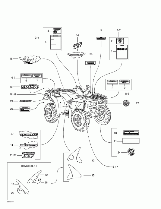 ���������� BRP Traxter, 7419/7420/7425/7426 (red/rouge), 2001 ������ - ��������