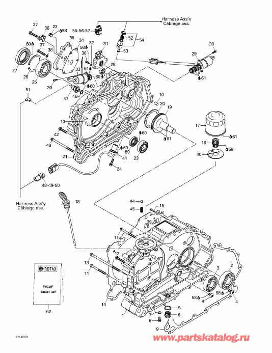  BRP  Traxter, 7421/7422/7427/7428 (green/vert), 2001 - Clutch Housing And Cover