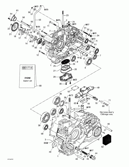    Traxter, 7423/7424 (yellow/jaune), 2001 - Crankcase