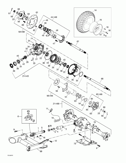  BRP Traxter, 7423/7424 (yellow/jaune), 2001  - Drive System, Rear