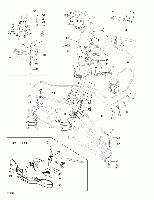 ATV BRP Traxter, 7423/7424 (yellow/jaune), 2001 - Steering System