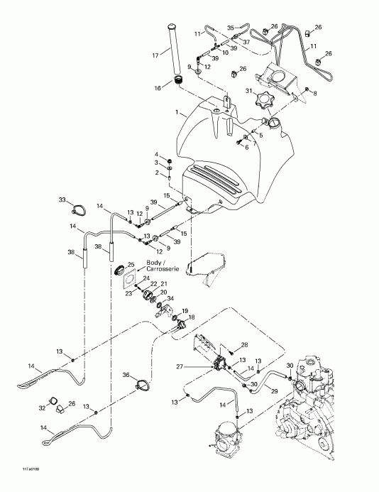 ���������� Bombardier Traxter, 7459/7460/7465/7466, 2001 ������ - Fuel Tank