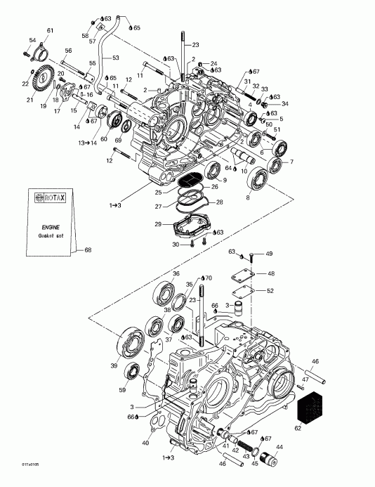 Bombardier Traxter Footshift, Green/vert, 2001 ������ - Crankcase