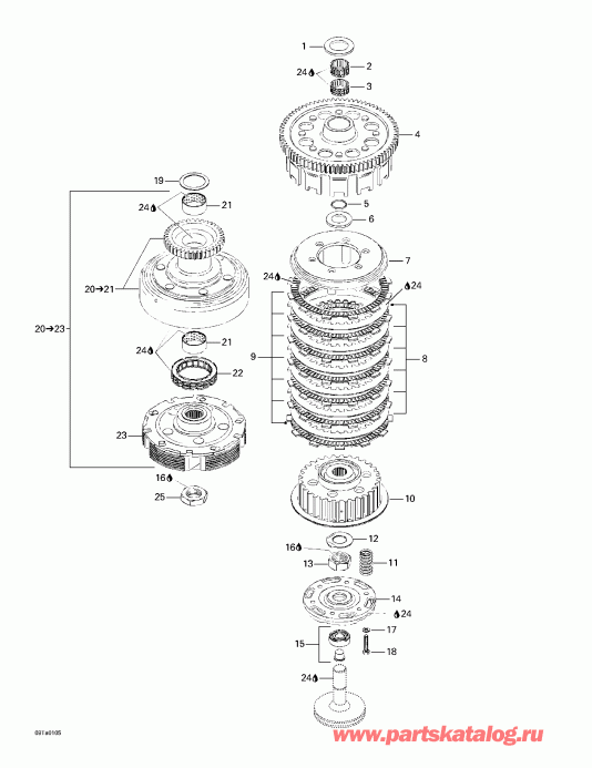  BRP  Traxter Footshift, Green/vert, 2001 - Clutch