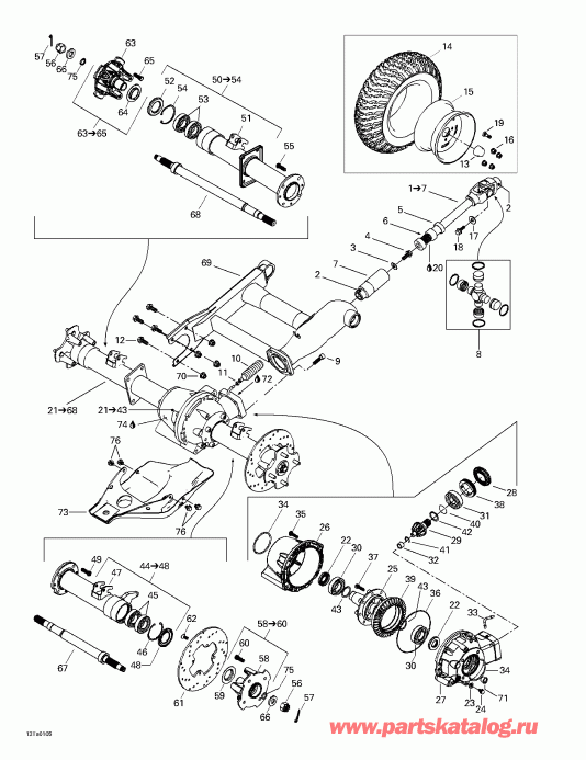 ���������� BRP ������ Traxter Footshift, Green/vert, 2001 - Drive System, Rear