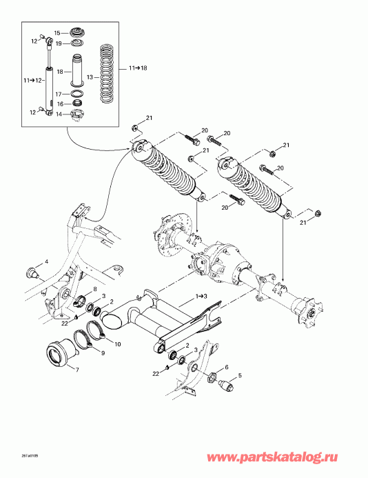  Bombardier  Traxter Footshift, Green/vert, 2001 - Rear Suspension