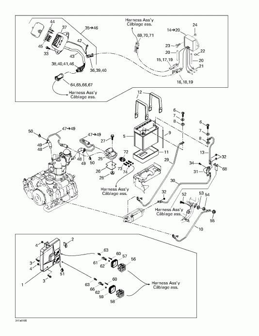 ATV BRP Traxter Footshift, Green/vert, 2001 - Battery   