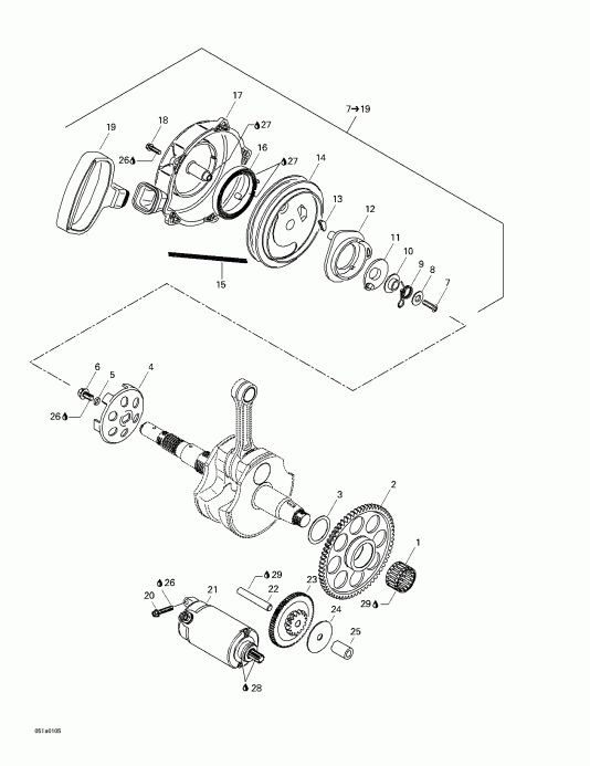 ATV BRP Traxter Footshift, Red/rouge, 2001 ������ - Rewind Starter, Electric Starter
