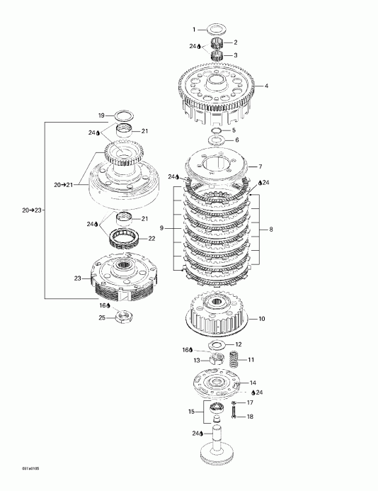ATV  ������ Traxter Footshift, Red/rouge, 2001 - Clutch