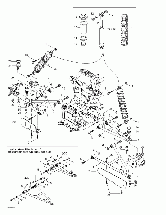  BRP Traxter Footshift, Red/rouge, 2001  - Front Suspension