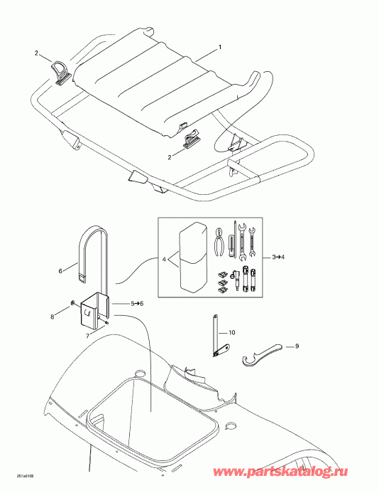ATV BRP Traxter Footshift, Red/rouge, 2001 ������ - Front Tray