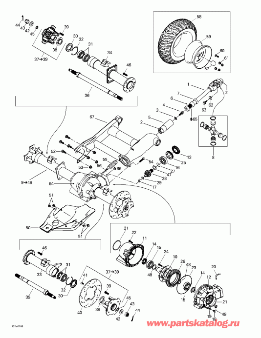Bombardier Traxter XT, 7467/7468/7472/7481, 2001 - Drive System, Rear