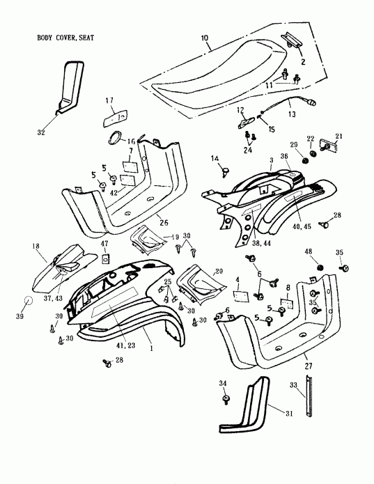 ���������� BRP Mini DS 50 2-strokes, 2002 - Body Cover, Seat 166-15