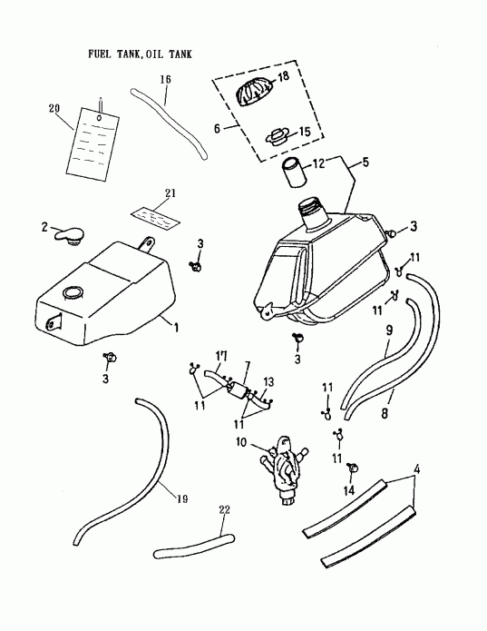 ATV  Mini DS 90 2-strokes, 2002 - Fuel Tank, Oil Tank 170-16