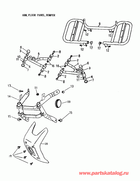 ATV   Mini DS 90 2-strokes, 2002 - Arm, Foot Rest, Bumper 170-14