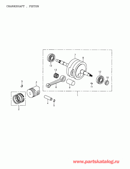   Mini DS 90 4-strokes, 2002 - Crankshaft And Pistons (172-10)