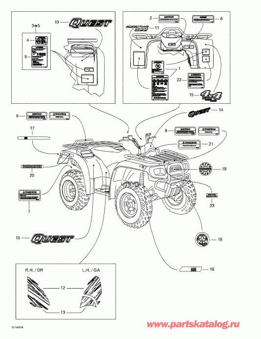 ATV   Quest, Green/vert, 2002 - Decals