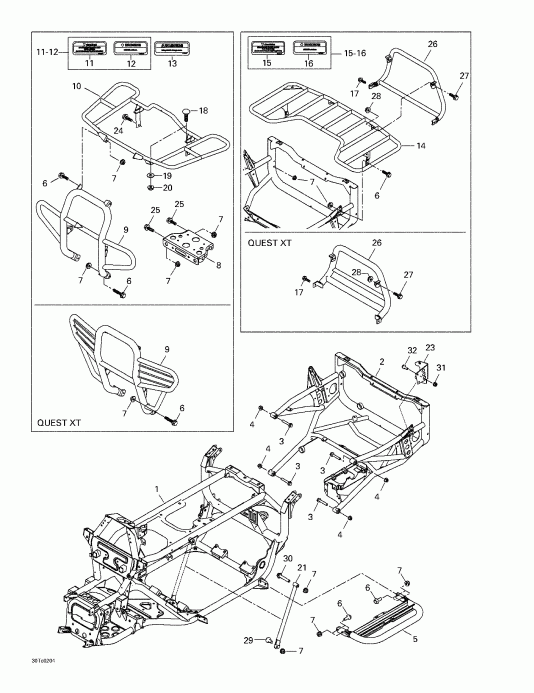 ���������� Bombardier Quest XT, 2002 - Frame And Luggage Racks