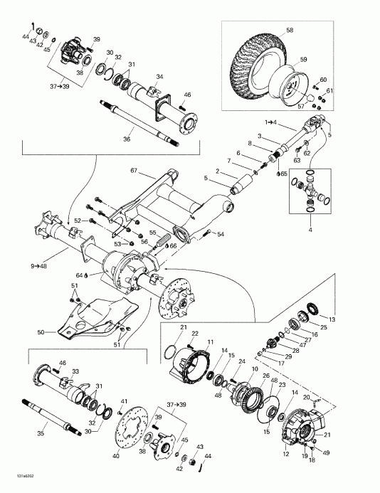 ������������ BRP ������ Traxter XL, 7458, 2002 - Drive System, Rear