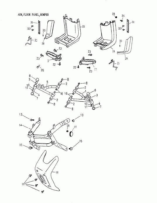  BRP  Mini DS 90 4-strokes, 2003 - , Foot Rest,  172a-17