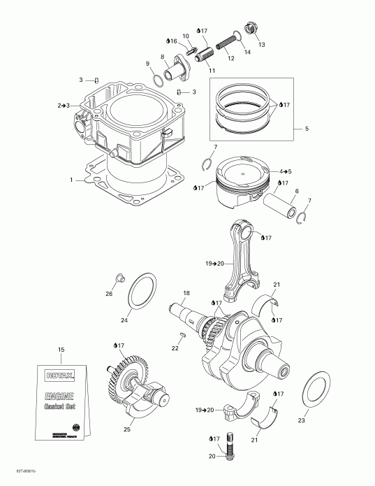 ATV Bombardier Quest 500, 2003 - Crankshaft And Cylinder