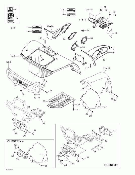 ���������� BRP Quest 500, 2003 ������ - Body And Accessories, Front View