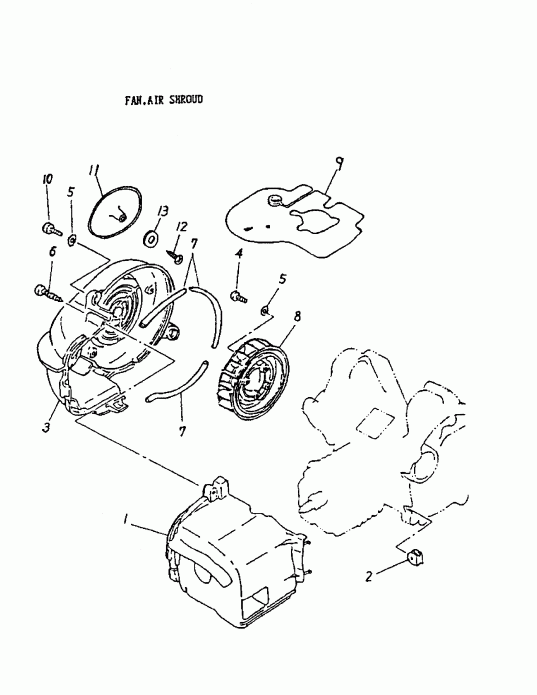  BRP  Quest 50 2-strokes, 2003 - Fan, Air Shroud 166a-03