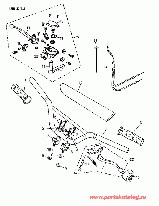 BRP ����������� Quest 50 2-strokes, 2003 - Handlebar 166a-21