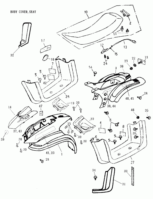  - Body Cover, Seat 166a-15
