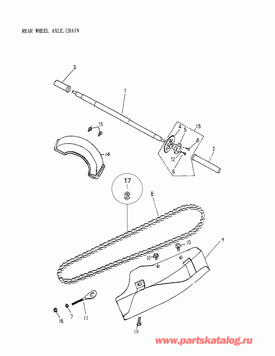 ����������  Quest 90 4-strokes, 2003 - Rear Wheel Axle, Chain 172a-26