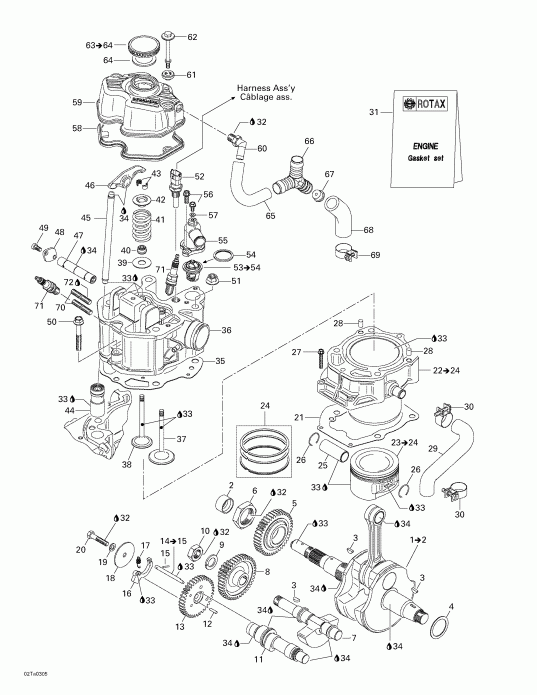 Bombardier Traxter XL, 7571, 2003 - Crankshaft, Pistons And Cylinder