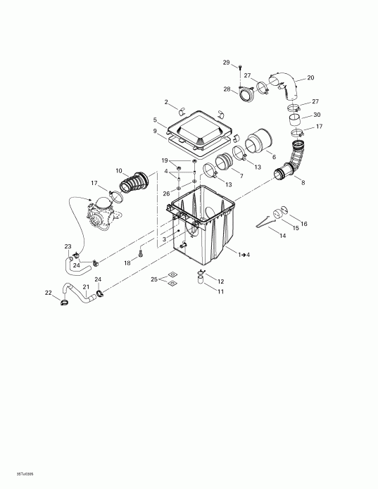 ���������� Bombardier ����������� Traxter XL, 7571, 2003 - Air Intake Silencer