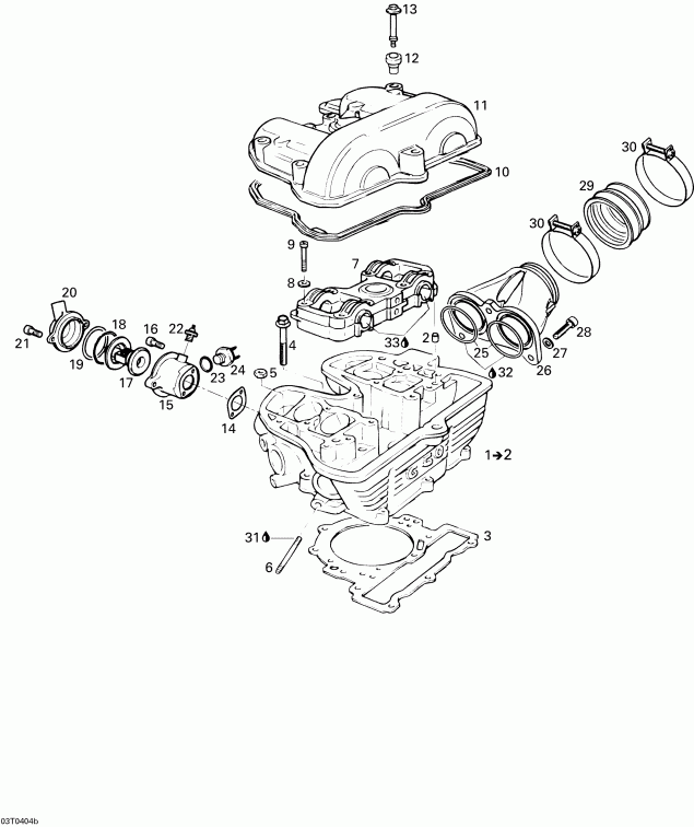  Bombardier DS 650/DS 650 Baja/X, 2004  - Cylinder Head