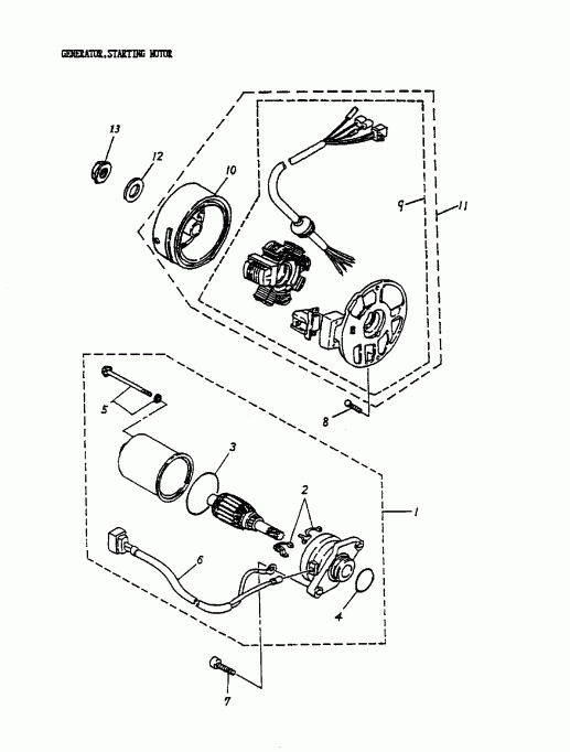 BRP Mini DS 50 2-strokes, 2004  - Generator, Starting Motor
