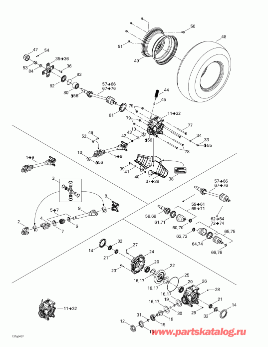 ����������  Outlander 330/400 STD 4 X 4, 2004 - Drive System, Rear