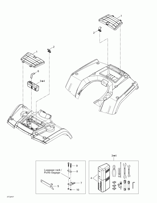 ���������� BRP Outlander 400 XT 4 X 4, 2004 - Front And Rear Trays