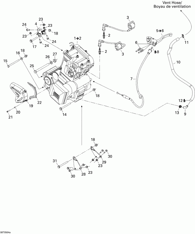  DS 650/DS 650 X, 2005 - Engine And Engine Support 1