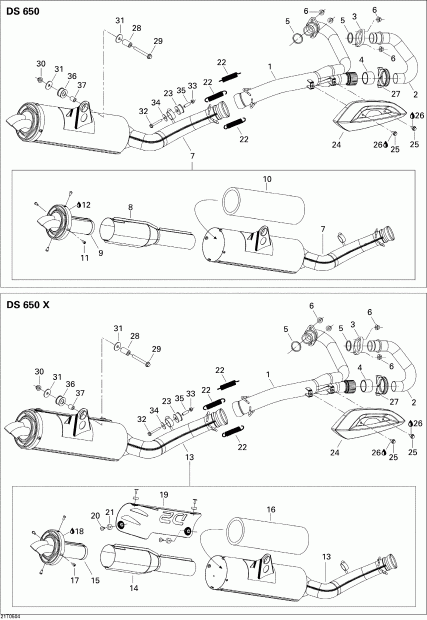  BRP  DS 650/DS 650 X, 2005 - Exhaust System